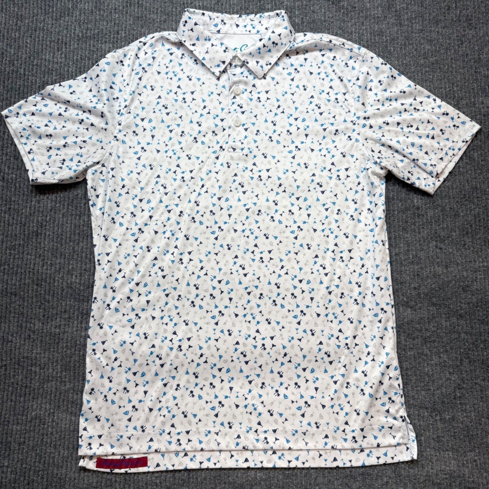 Robert Graham White Classic Fit‎ Shirt M Blue Cocktail Collar Button Down Luxe